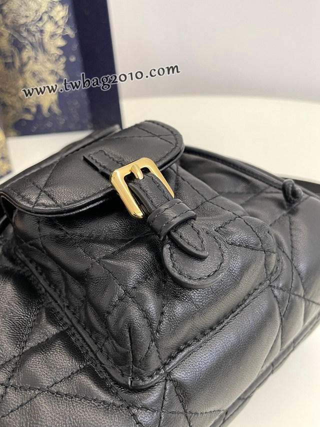 Dior专柜新款迪奥高仿原单黑色小号Caro秋冬系列双肩包 djfk1721